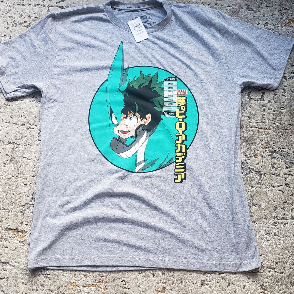 Grey My Hero Academia t-shirt. Large